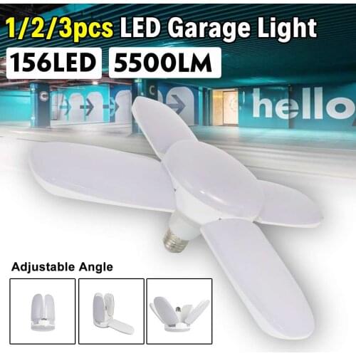 Square Folding Lamp LED Fan Blade Garage Light High Brightness Four-Leaf Deformation Lamp Deformable Ceiling Light For Warehouse