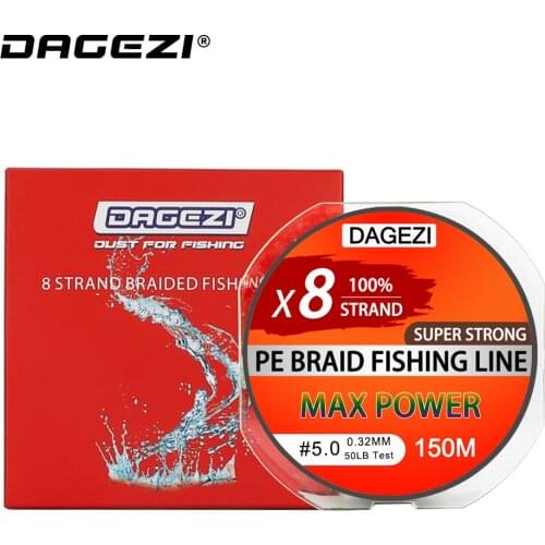 DAGEZI Super Strong With Gift 8 strand 150m 10-80LB brand fishing lines 6colors 100% PE Braided Fishing Line smooth line
