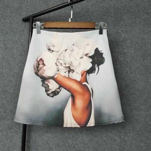 Summer Harajuku Skirt 2020 Women High Waist Character printing Mini Skirts Slim A-line Short Skirts Faldas Mujer Femme
