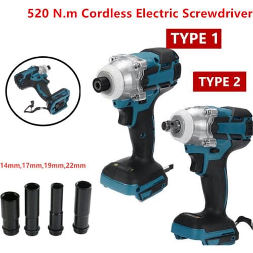 18V 520N.m Brushless Cordless Electric Impact Wrench/Screwdriver Rechargeable 1/2 Socket Wrench Power Tool For Makita Battery
