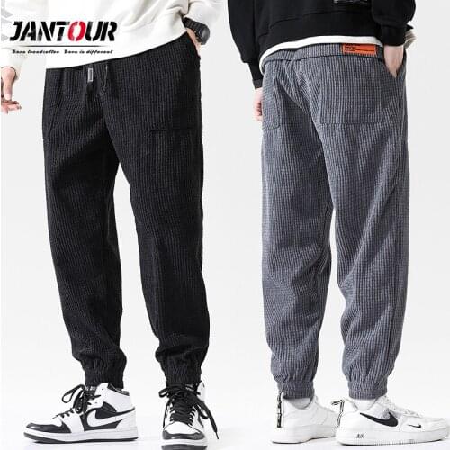 Brand Pants Men 2020 Autumn Winter Corduroy Thick Trousers Fashion Hip Hop Style Sweatpants Harem Pants Male 3 Color Size M-4XL