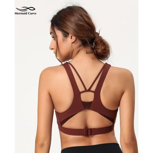 2020 New Style Sports Yoga Bra Sexy V-neck breast Push up Fitness bra top Mesh patchwork Gym Running Dance Exercise Bras