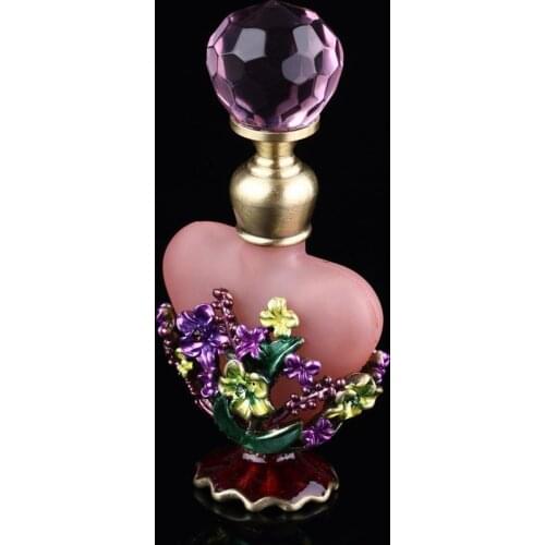 NEW 5ml Vintage Heart Shape Empty Refillable Metal Glass Perfume Bottle Stopper Gift