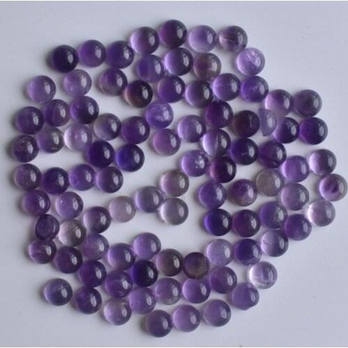Wholesale 50pcs/lot 2020 good quality natural amethysts stone round cab cabochon beads for jewelry making 4mm free shipping