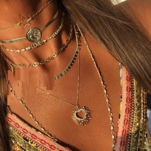 5A white cubic zirconia geometric spikes Lines Hollow Heart Pendant Fashion Necklace Wholesale