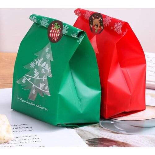 25pcs Snowflake Christmas Tree Gift Bags Merry Christmas Baking Packaging Bag Candy Boxes Xmas Decorations for Home 2021 Navidad