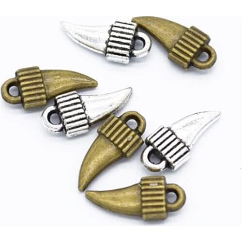 50pcs/lot 14x6mm Antique Silver/Antique Bronze Zinc Alloy Dagger Charms Pendant For Jewelry Making