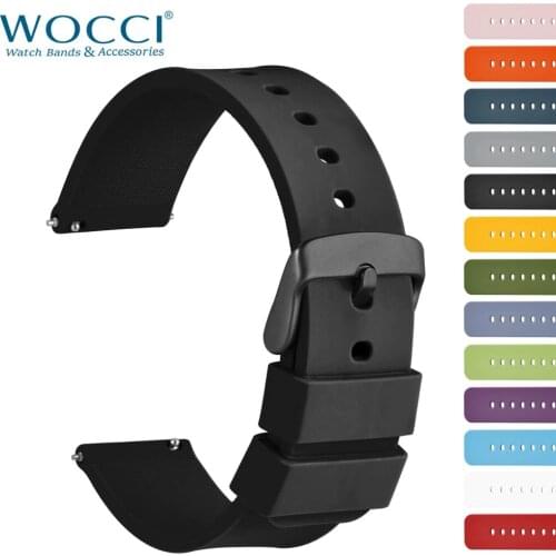 WOCCI Watchband 14mm 18mm 20mm 22mm 24mm Silicone Sport Watch Strap Men Women Replecement Band Rubber Bracelet Stainless Buckle