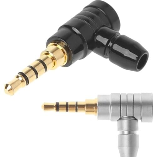 90 Degree Right Angle Male Jack Plug 4 Pole 3.5mm Stereo Audio Adapter Converter