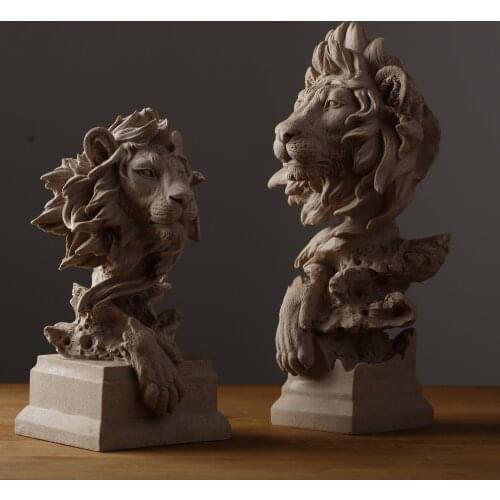 AMERICAN SANDSTONE ANIMAL RESIN TIGER BEAR WOLF HEAD SCULPTURE OFFICE FURNISHINGS DECORATION CRAFTS LIVING ROOM HOME ACCESSORIES