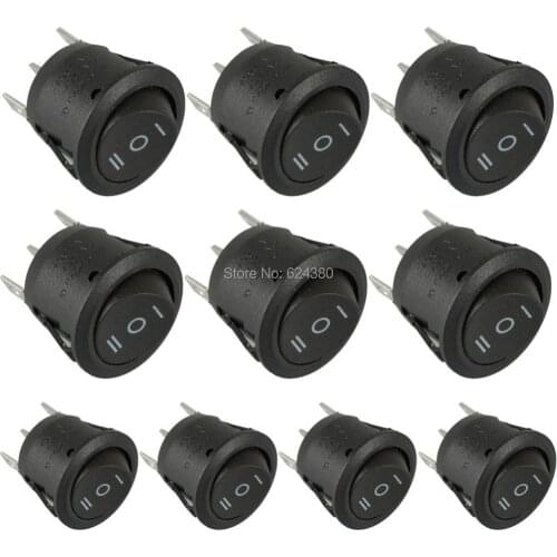 SPDT 1P2T Snap In Round Boat Rocker Switch On-Off-On 3 Position 3P Three Pin 6A 250V 10A 125V AC Discount x 10 Pcs / Lots