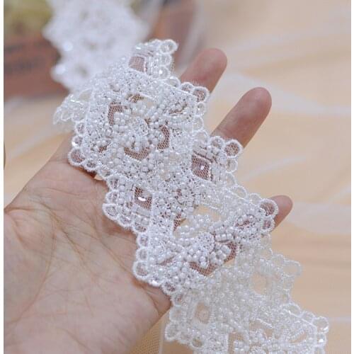 Bridal Beaded Lace Veil Headband Doll Clothes Accessories Lace (3Yard/10yards)pack