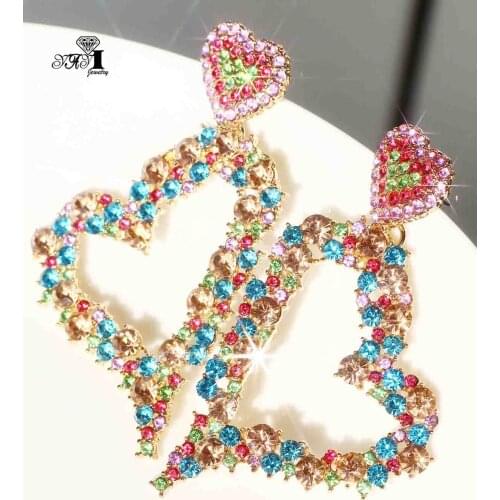 YaYi Jewelry Fashion Multi-color Glass Dangle Crystal Women Ancient Gold Color Wear Ear Band Tassel Couples Wedding Earrings