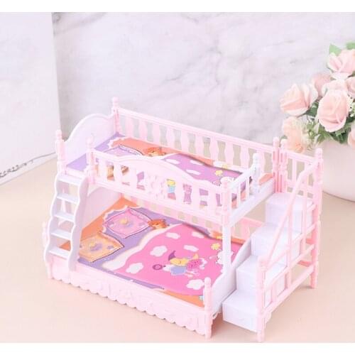 1PC Doll Toy Furniture Accessories Decoration European Style Bunk Bed Double Bunk Bed For Kids Birthday Toys Gift