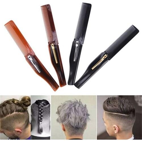 1PC Portable Folding Knife Hair Combs Travel Commercial Plastic Small Comb For Men Special Knife Comb Hair Head Moustache