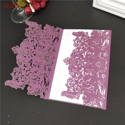 10/30pcs white Pearlscent Paper Laser Cut Wedding Invitation Card With Ribbon Personalized Wedding Decor Party Supplies 6z