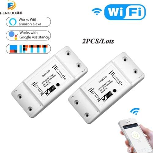 2*DIY Wi-Fi Smart Light Switch Universal Breaker Timer Smart Life APP Wireless Remote Control Works with Alexa Google Home IFTTT