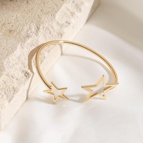 2020 Fashion Accessories Hollow Star Heart Charm Women Bangles on Hand Gold Color Bracelet Men Adjustable Womens Jewelry Gifts