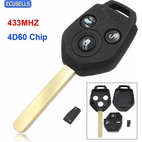 3 Button Remote Smart Car Key Fob 433Mhz 4D60 Chip for Subaru Outback / Forester 2011 2012 with Uncut Blade