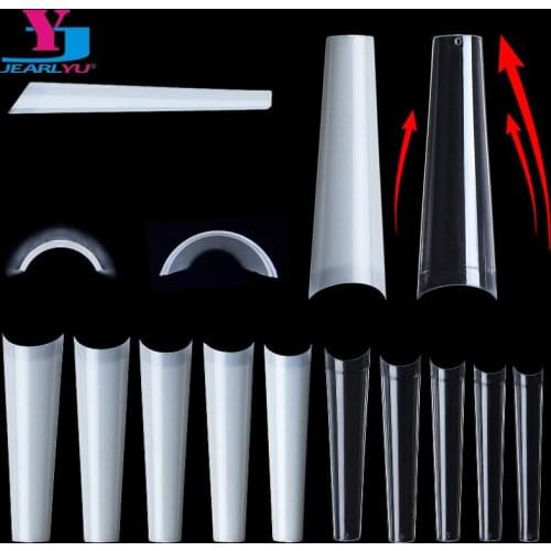 500 Pcs XXL Long C Curve Artificial False Nails Acrylic Ballerina Transparent Natural Tips Guide Capsule Max French Nails Tips