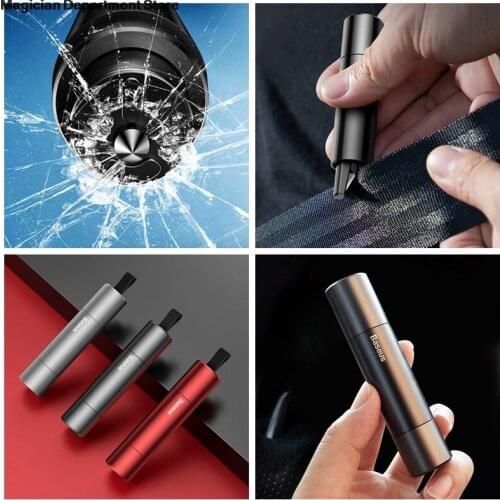 Car Portable Safety Hammer Seatbelt Cutter Window Breaker Keychain Stick Car Emergency Escape Water Pressure Resistance