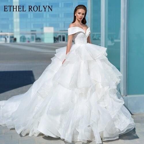ETHEL ROLYN Ball Gown Wedding Dress 2021 Sexy Sweetheart Shining Beaded Ruffles Tulle Princess Bridal Dresses Vestido De Noiva