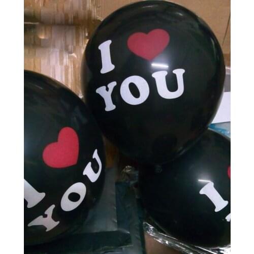 Free 1000pcs/lot Black helium balloon Wedding decoration Valentine day gift Party supplies I LOVE YOU printed latex balloons