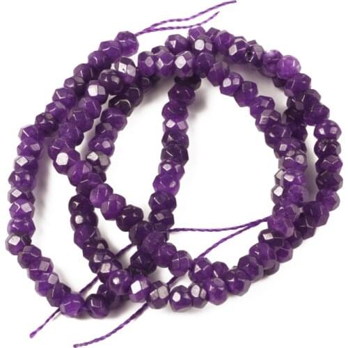 Purple Faceted Flat Jades Beads Natural Stone Loose Beads 2-4mm DIY Making Bracelet Necklace Jewelry Accessories