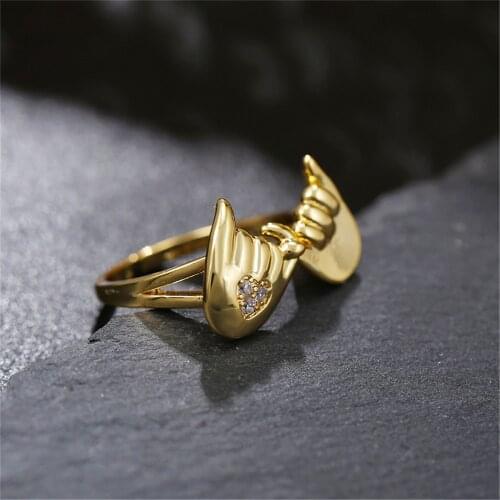 CZ Love Hand Ring Commitment Jewelr Gold Color Crystal Couple Anillos For Women And Girl Anniversary Gift