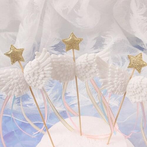 Cake insert decoration card beautiful star wings tassel scene insert decoration party layout baking accessories