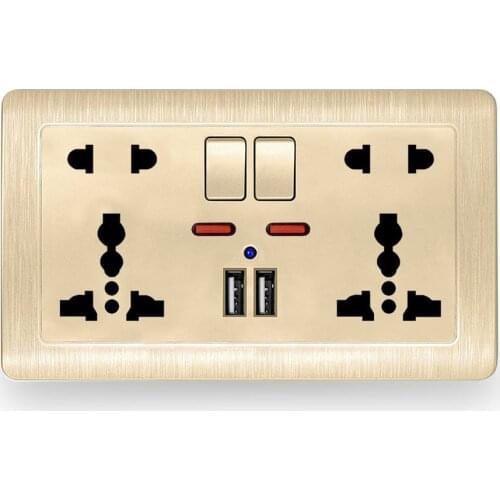 Delviz Wall Power Socket Universal 5 Hole 2.1A Dual USB Charger Port LED indicator UK Standard USB Switched Outlet