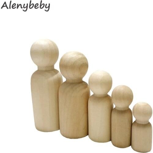 Wooden Man Dolls 50Pcs Natural Unfinished Wooden Peg Doll Bodies People Shapes Kids Toy Gifts DIY Crafts-Waldorf Toy