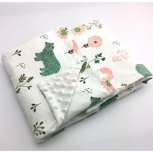 Baby Blanket for Boys Girls Newborn Super Soft Patterned Minky with Double Layer Dotted Backing Swaddle Wrap Baby Bedding Set