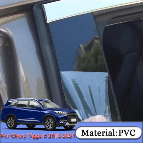 For Chery Tiggo 8 2019-2021 Car Styling 8pcs PVC Car Window Pillar Trim Sticker Middle BC Column Stickers External Accessories