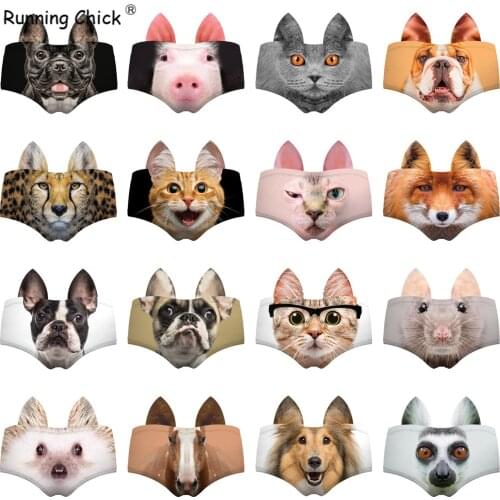 Breathable Panties Low-rise Briefs Dogs Cats Pigskin Cartoon Animal Ear Printed Seamless One Size Young Female Seemless, Printed