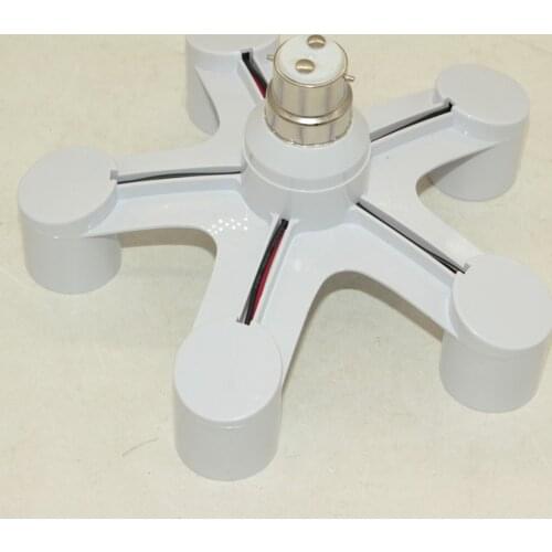 E27 5 in 1 LED Light Bulbs Socket Adapter Splitter, Standard Lamp Holder Base Converter for Home Commercial Lighting