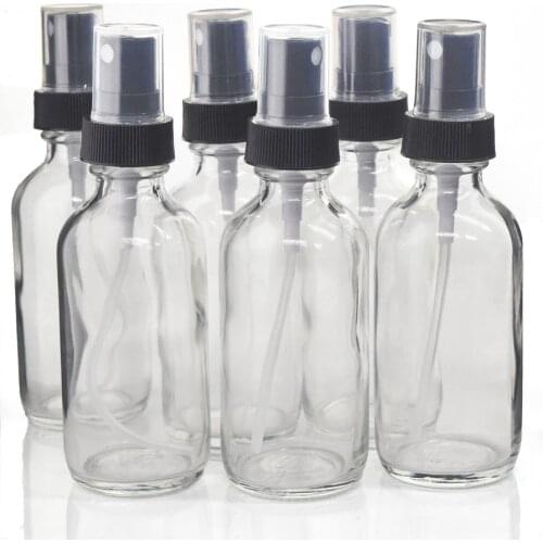 6pcs 2 Oz 60ml Crystal Clear Glass Spray Bottle w/ Fine Mist Sprayer Travel Portable Essential oil Aromatherapy Perfume Atomizer