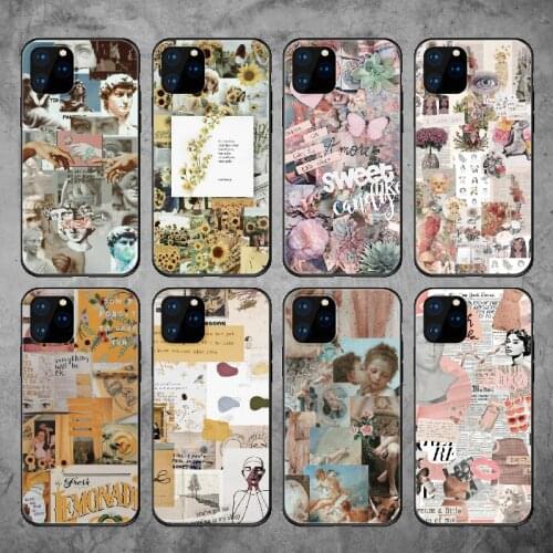 Art Vintage Fashion stylish Phone Case For iPhone 11 12Pro 7Plus 7 6S 8 8Plus X XS Max XR Soft Black TPU Phone Case Cover Fundas