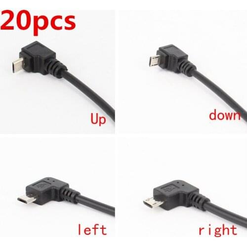 20pcs 30cm 90 ° Up Down Left Right Angled 90 Degree USB Micro USB Data Charge connector Cable For Samsung LG Redmi Android Phone
