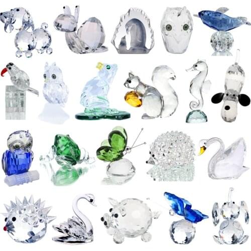 H&D 18 Styles Crystal Animal Figurines Collection Cut Glass Ornament Statue Animal Collectible Gift Home Decor Wedding Favors