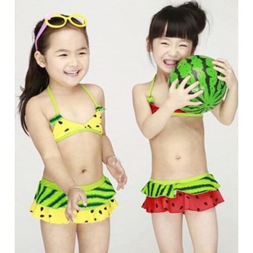 1-6 years children Bikini Cute watermelon Child swimsuit Split swimwear bathing suit for kids baby girls Biquini swimwear