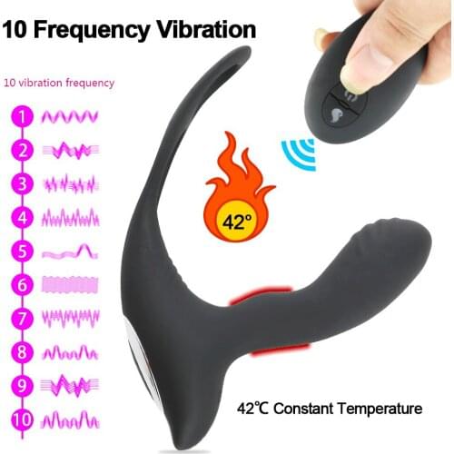 Prostate Massager Anal Plug With Ring Remote Control Vibrator With Heating Anal Vibrator Sex Toys for Men Butt Plug Penis Traini