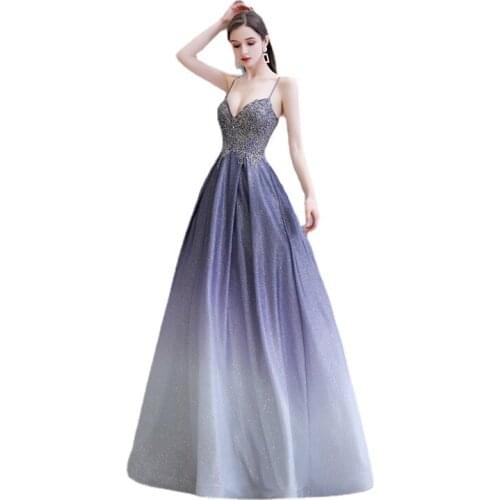 Milomi.CP Taffeta Gradation Spagettistraps Appliqued Ball Gown Evening Dresses Long Robe de soiree Formal dress Gown 39450