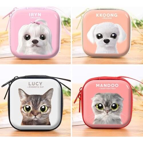 4 Colors Creative 3D Print Cat & Dog Mini Coin Purse kids Girls Wallet Earphone Box Bags Women Wedding Gift Christmas Gift
