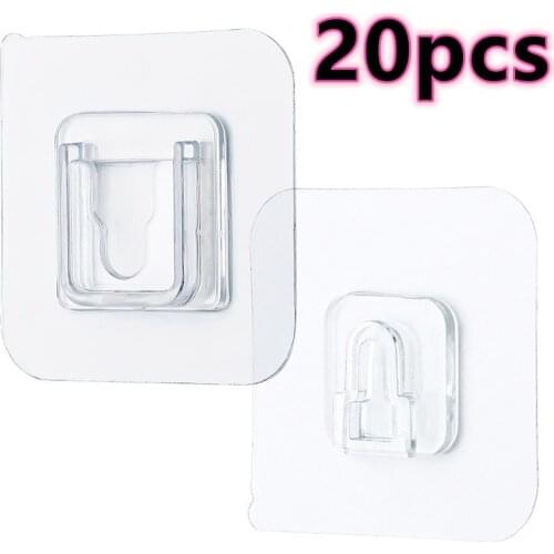 Multi-Purpose Hooks 10 Pairs Double-sided Adhesive Wall Hooks Waterproof Clothes Hats Towel Hooks Kitchen Bath Door Hooks