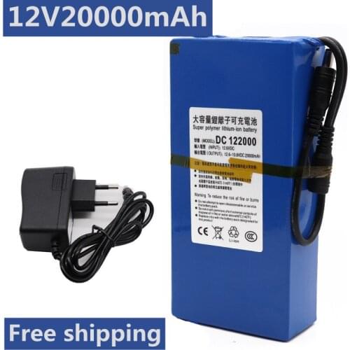 New DC 12v 3000-20000 mah lithium ion rechargeable battery, high capacity ac power charger with 4 kinds of traffic D evelopment