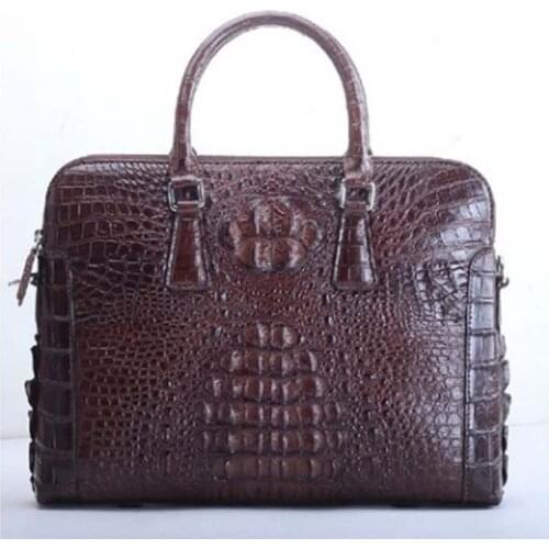 Ourui true crocodile male men briefcase brown skull Genuine leather handbag male support men handbag