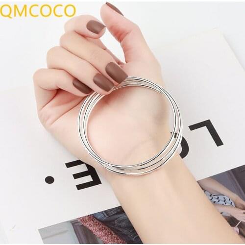 QMCOCO Korean Style Simple Temperament Creative Design Geometric Bracelet For Woman 2021 Summer Trendy Hand Jewelry Accessories