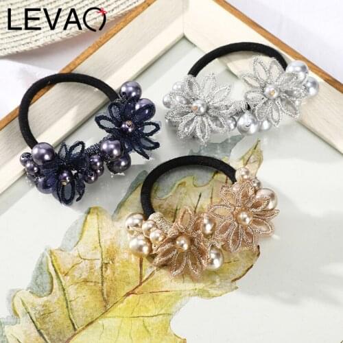 Levao Pearl Elegant Hair Ties For Woman Beads Girls Scrunchies Rubber Bands Ponytail Holders Hair Accessories Elastic Hair Band