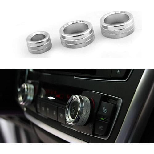 Silver/Red Car Air Conditioner A/C Audio Adjust Knob Button Cover Trim Ring Interior Styling For 3 Series F30 F35 320 328 13-15